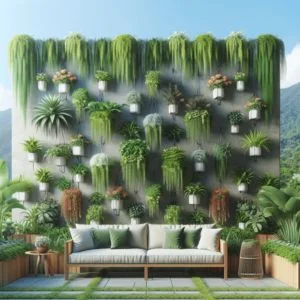 Hanging pots for vertical garden